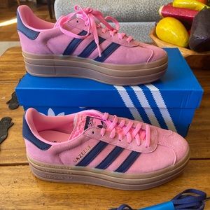 adidas | Shoes | New Adidas Gazelle Bold Platform Pink Glow Victory Blue Gum  H622 Sz 75 Inhand | Poshmark